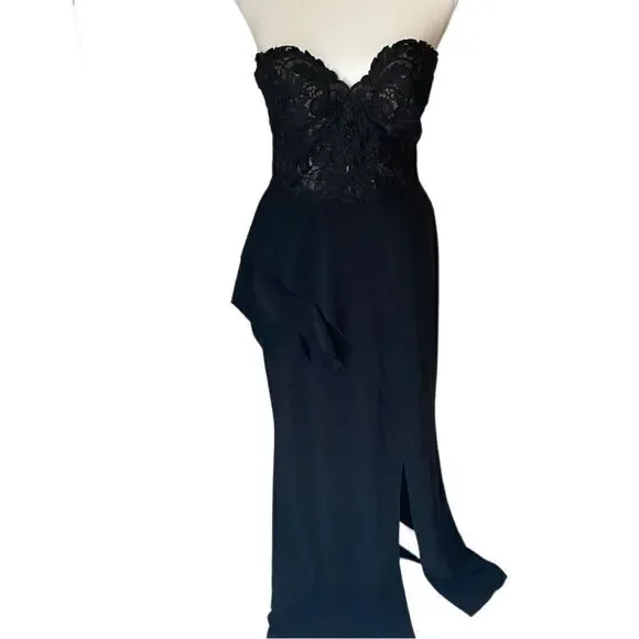 Badgley Mischka Sweetheart Lace Strapless Gown Size 6